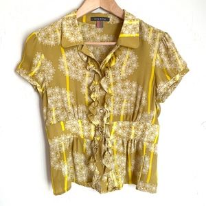 Orla Kiely silk blouse with ruffle (S)